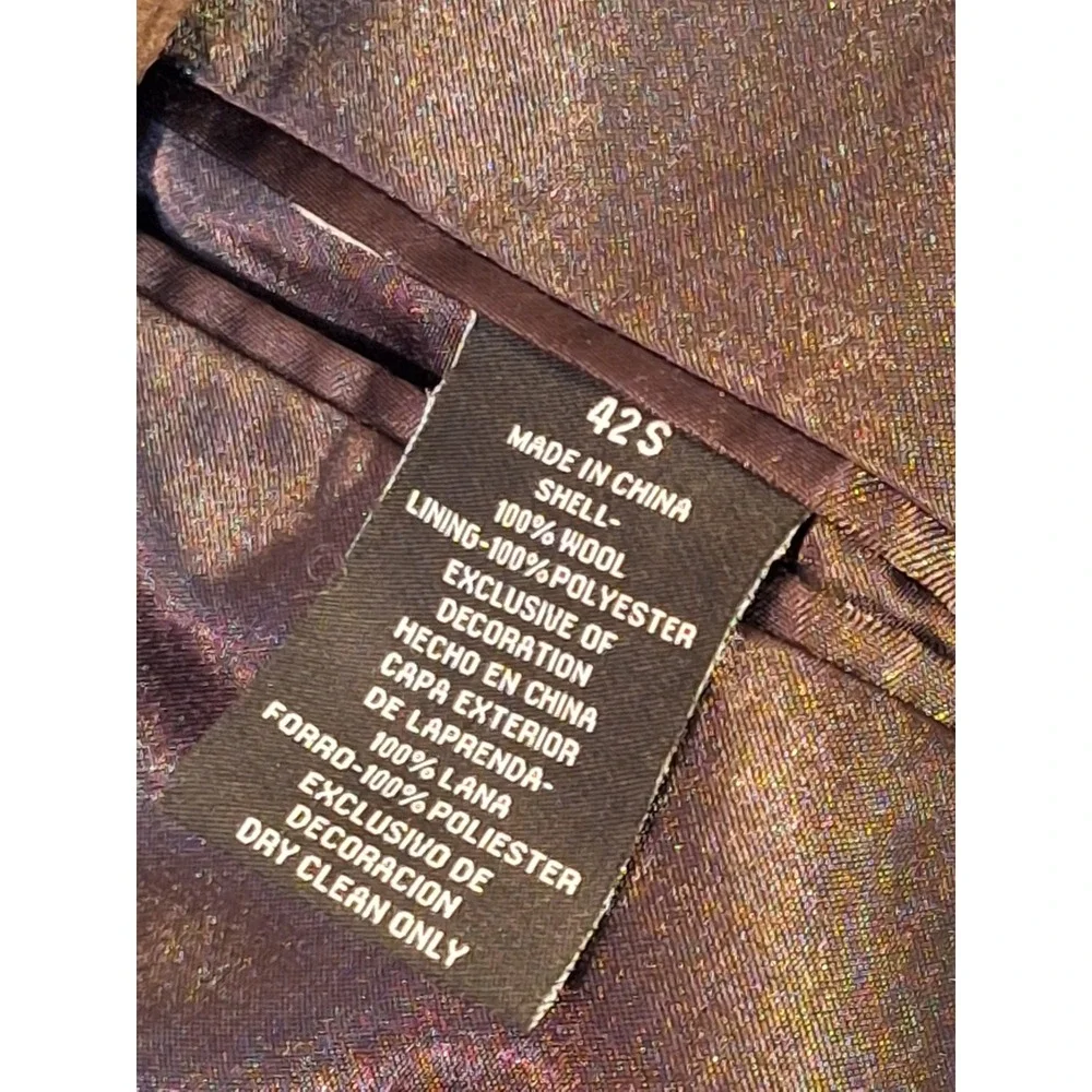Jones New York Mens Coat Overcoat 42S Brown 100% Wool 48825Z Double Breasted